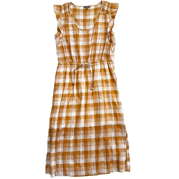 LILLA P SEMI SHEER PLAID DRESS SIZE LARGE PREPPY EFFORTLESS CASUAL Picnic Pin Up - Picture 1 of 14